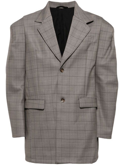 Shoulder-padded wool blazer - Brown