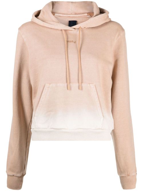 Logo-embroidered cotton hoodie - Brown
