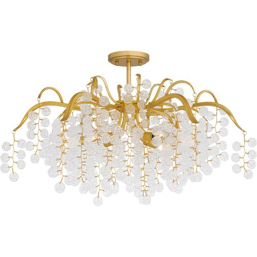 Gold Leaf Six Light Semi-Flush Mount from the Maple Collection