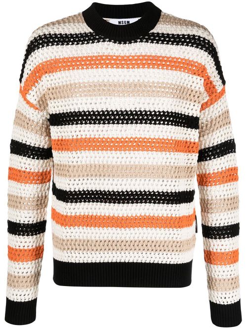 Horizontal-stripe crew-neck sweater - Neutrals