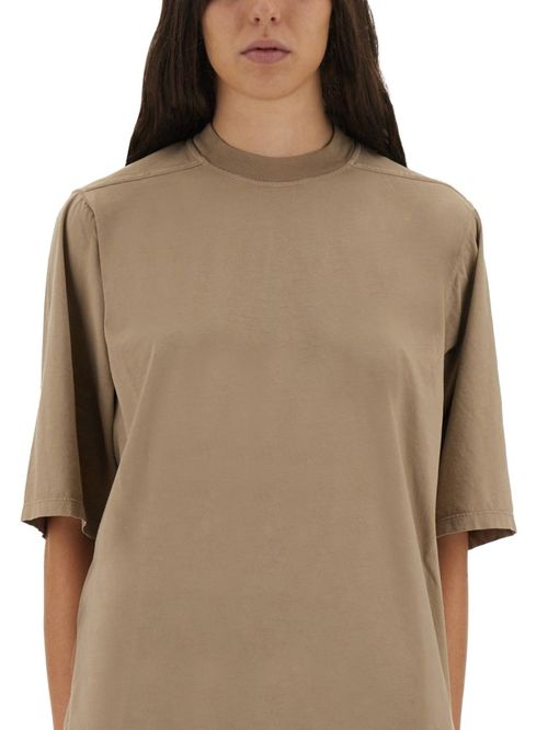 Beige Solid Crew Neck T-Shirt