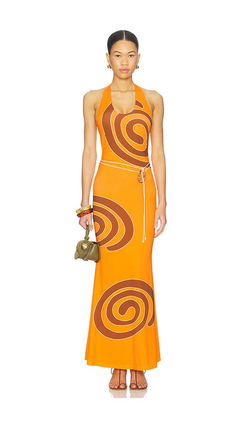 The Wolf Gang Giro Halter Dress in Orange. M. Also in L