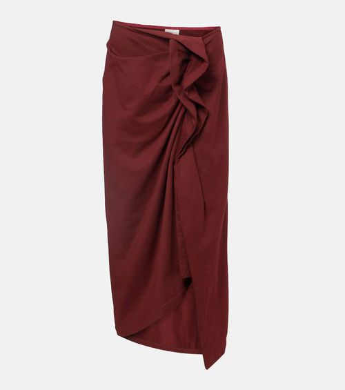 Ruffled cotton midi skirt