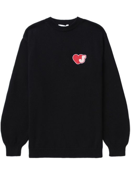 Heart-motif cotton jumper - Black