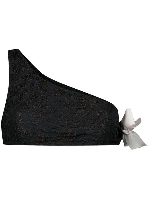 One-shoulder bow-detail bikini - Black