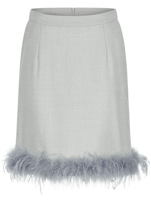 Feather-trim miniskirt - Grey