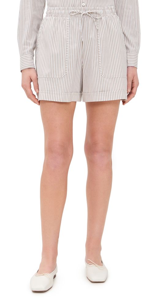 Splendid x Cella Jane Poplin Stripe Shorts Wood/White