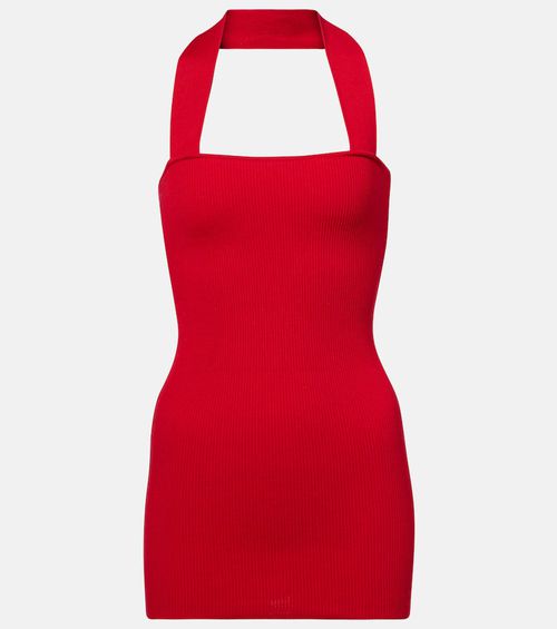 Ribbed-knit silk and cotton minidress