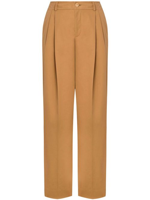 Pleat-detail tailored trousers - Brown