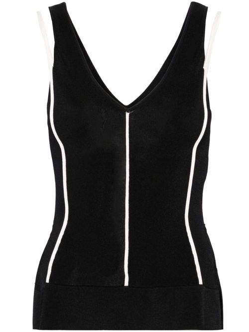 V-neck striped tank top - Black
