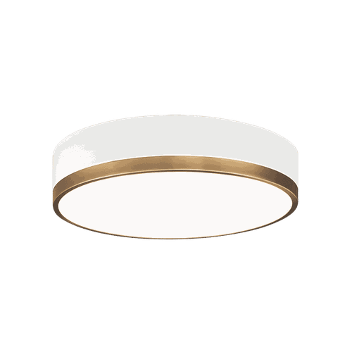 White & Aged Gold Brass Three Light Flush Mount from the Trydor Collection