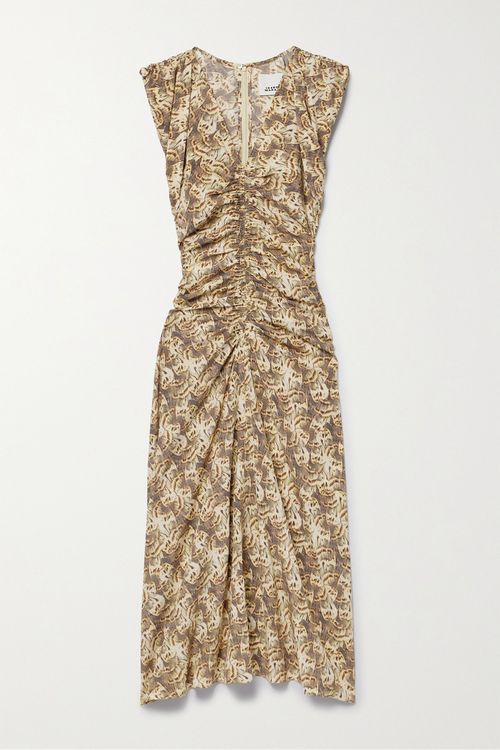 Gilya Printed Silk Midi Dress - Green