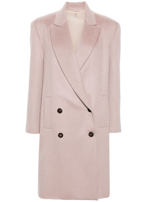 Double-breasted cashmere coat - Pink