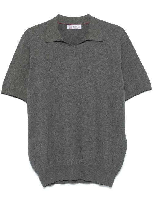 Fine-knit polo shirt - Grey