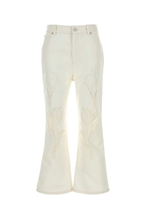 Embellished Denim Jeans — White