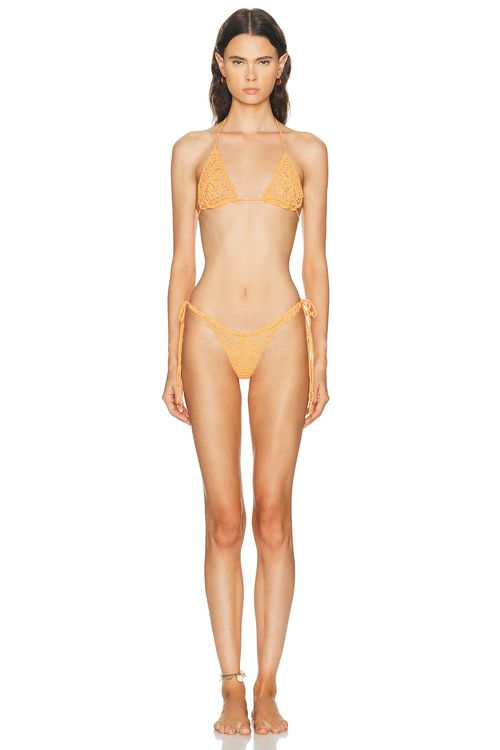 Akoia Swim Surya Bikini Set in Papaya - Orange. S also in XS