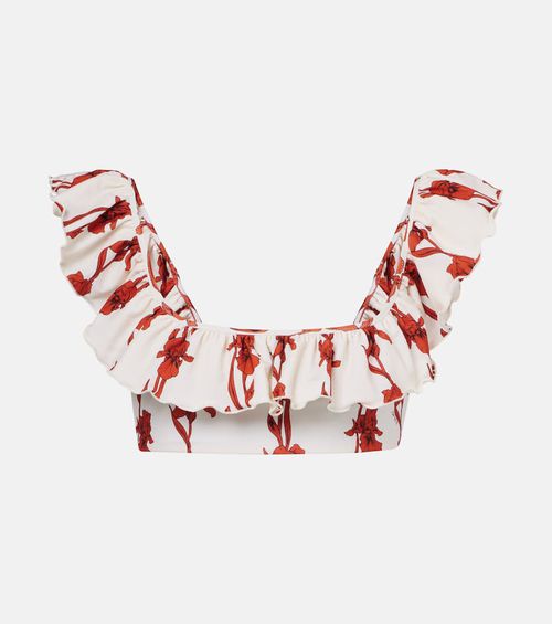 Floral ruffled bikini top