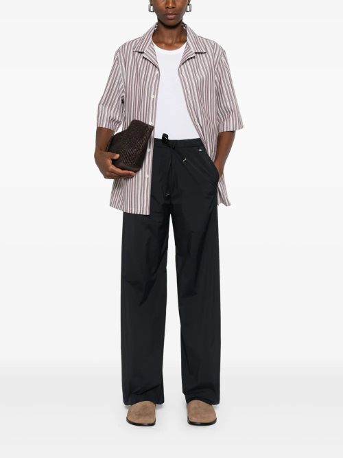 Drawstring Wide-Leg Trousers — Black