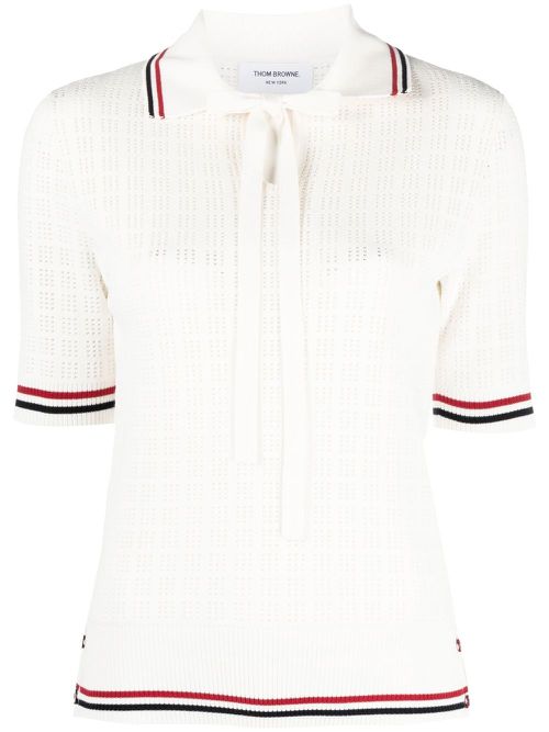 RWB pointelle polo shirt - White