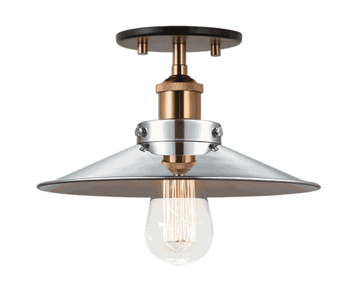 Aged Gold Brass One Light Ceiling Mount from the Bulstrode'S Workshop Collection