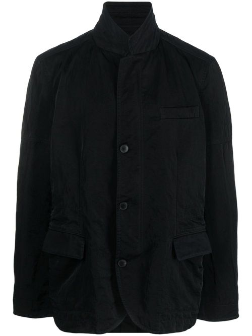 Button-up cotton shirt jacket - Black