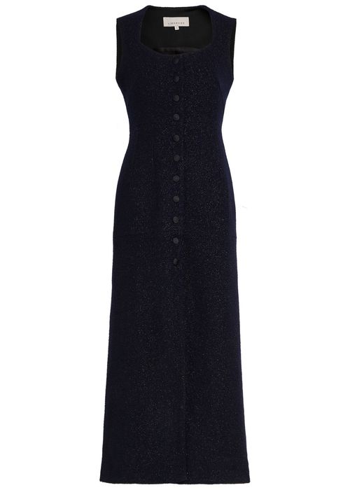 Avery Shimmer Tweed Midi Dress