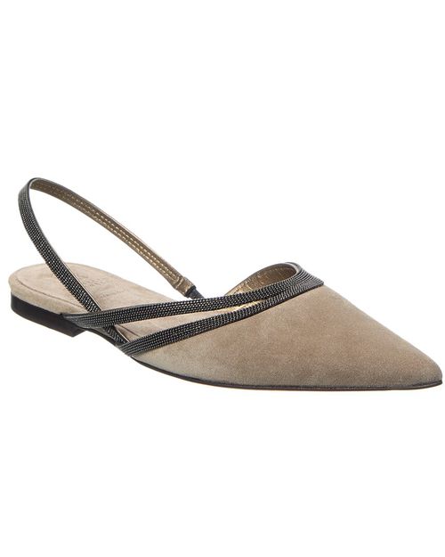 Brunello Cucinelli Suede Slingback Flat