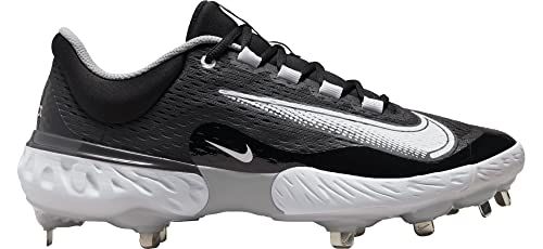 Nike Alpha Huarache Elite 4 Low FD2745-100 White-Wolf Grey-Black Men's Metal Baseball Cleats