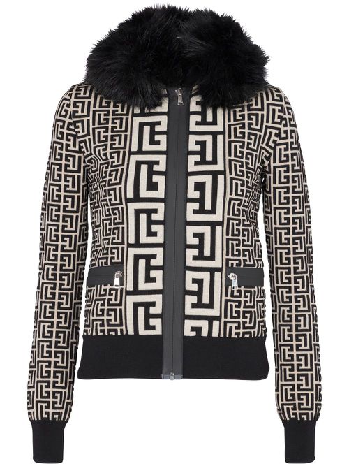 Faux fur collar monogram jacket - GFE