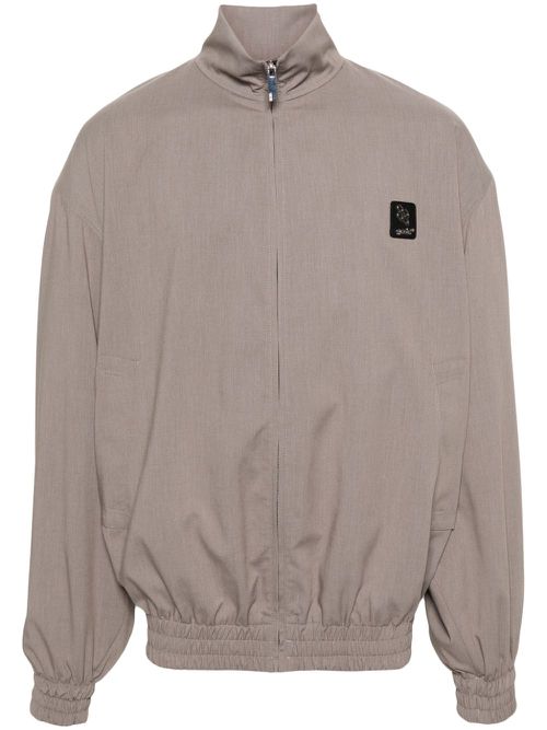 Logo-appliqué drop-shoulder jacket - Grey