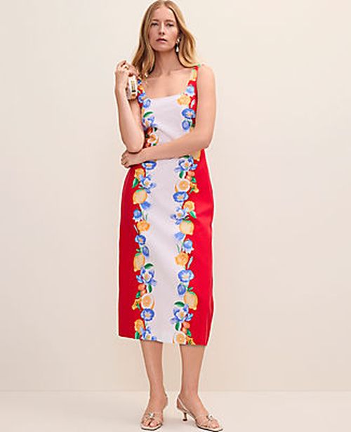 Ann Taylor Floral Sheath Dress in Linen Blend