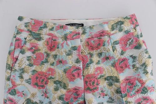 Floral Brocade Trousers — White