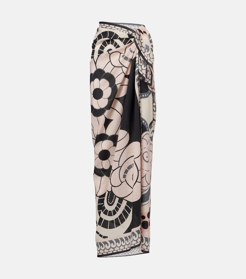 Printed cotton beach cover-up
