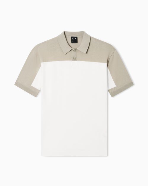 Linen and cotton knitted polo shirt