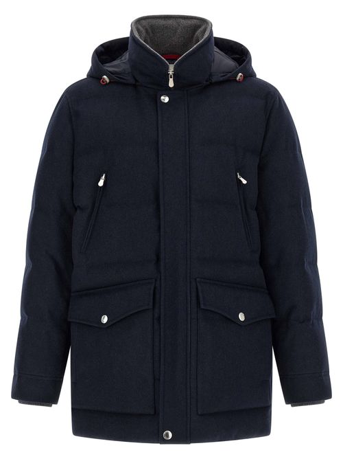 Wool Flannel Padded Coat — Navy