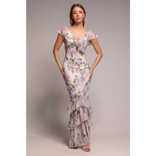 Goddiva Printed Ruffle Neck & Hem Dress - Multi