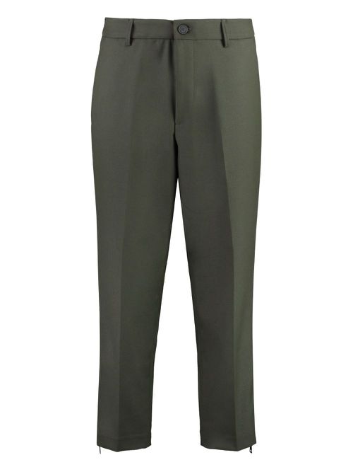 Creased straight-leg trousers - Green