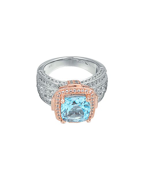Silver 6.46 ct. tw. Blue Topaz & White Topaz Ring
