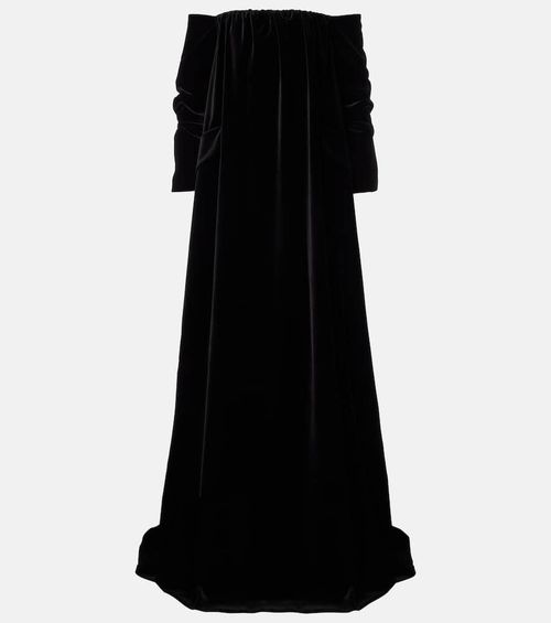 Open-back cotton velvet gown