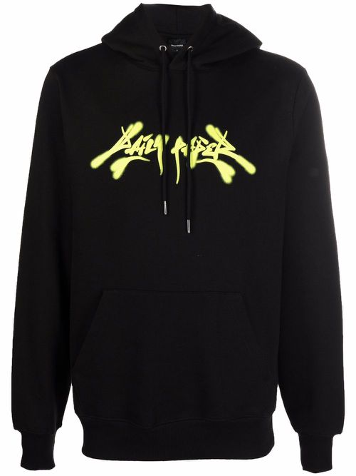 Graffiti logo-print hoodie - Black