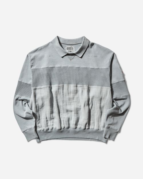 Men s Overdye Collared Light Crewneck Sweatshirt Grey