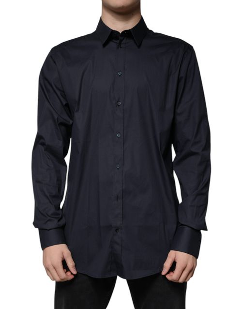 Cotton Blend Formal Shirt — Black