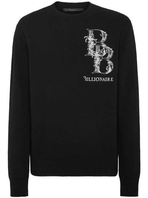 Monogram-print jumper - Black
