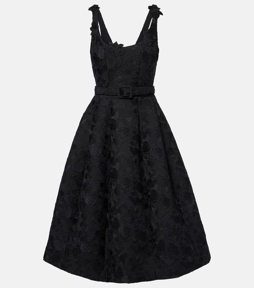 Orchid embroidered guipure lace midi dress