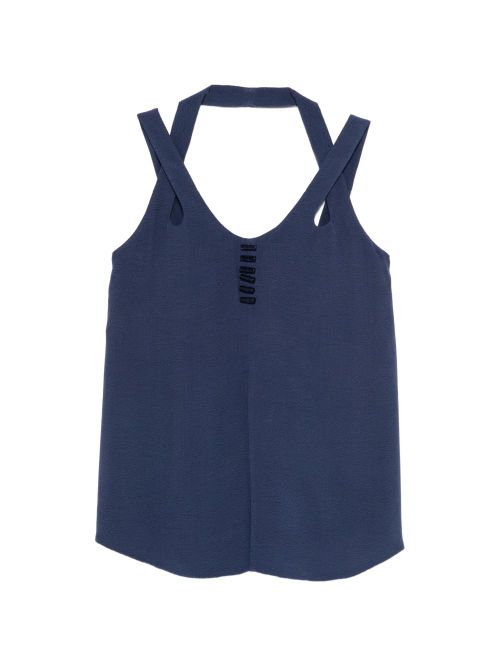 V-neck button detail Sleeveless top