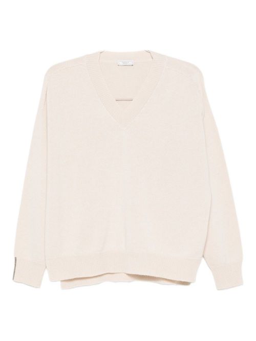 V-neck cashmere sweater - Neutrals