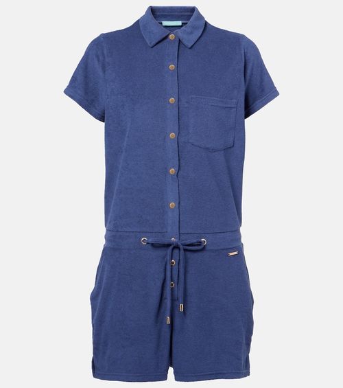 Border cotton-blend playsuit