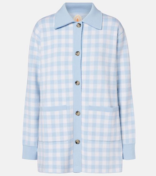 Gingham wool and cashmere cardigan