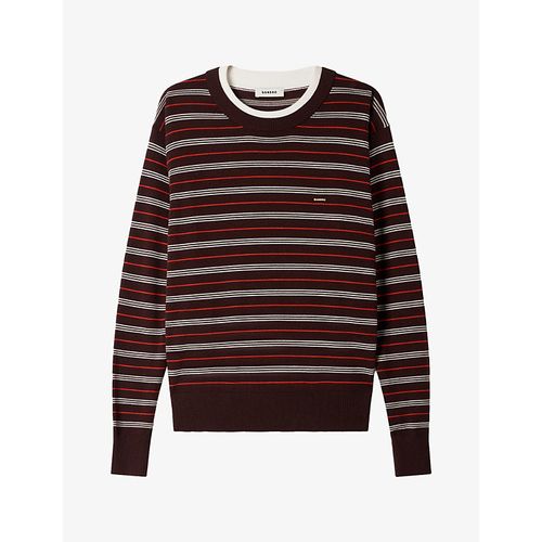 Womens Striped Round-Neck Wool Jumper