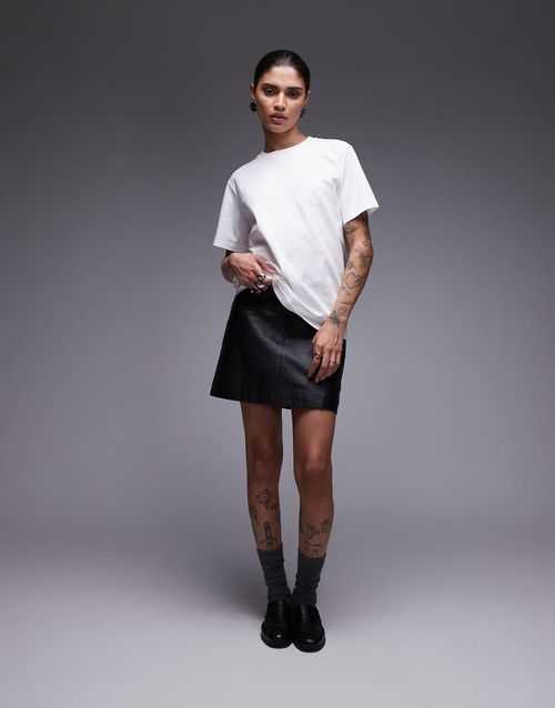 Renai leather mini skirt in black